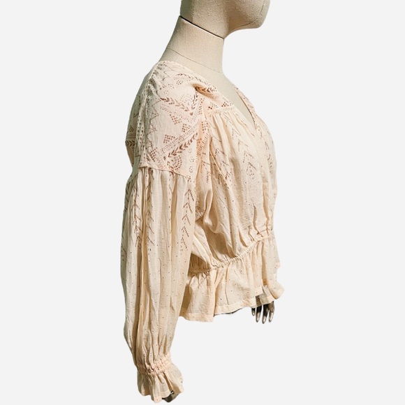 Free People Counting Star Shimmer Peasant Blouse Size Small - Picture 8 of 16